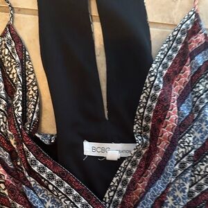 BCBG Red and Blue Geometric Dress